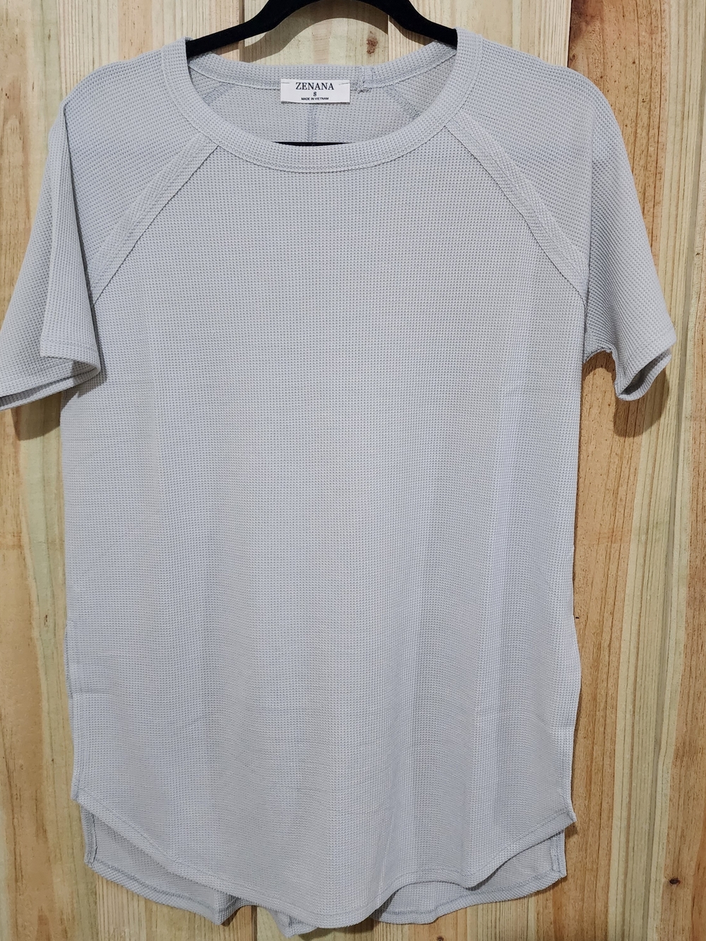 NEW Zenana Outfitters LT. Cement Waffle Knit Tee. Very Thin Layering & Soft